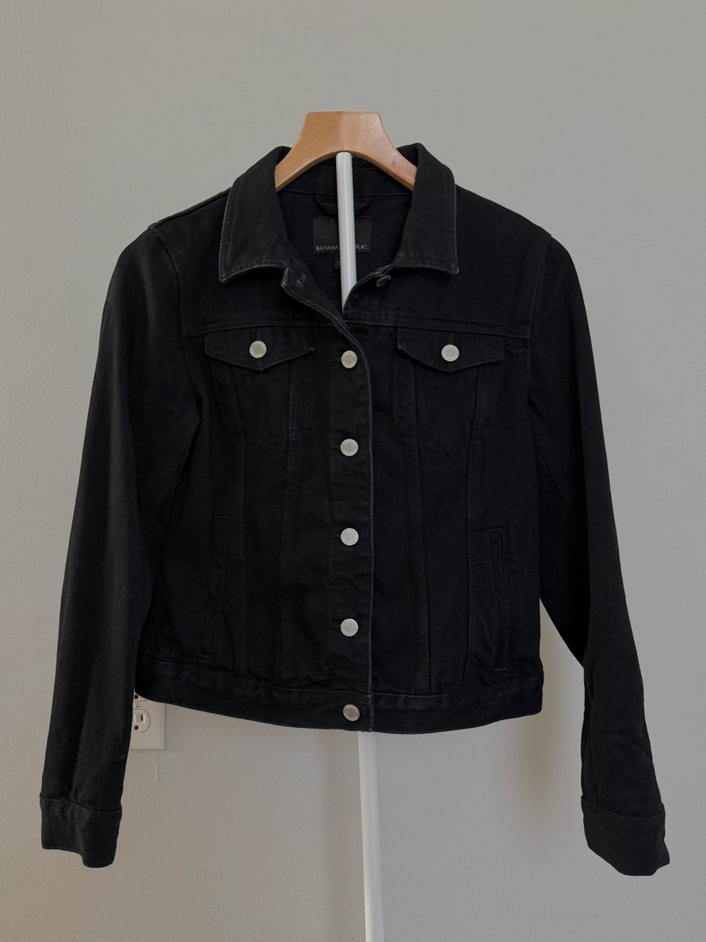 Banana Republic Black Denim Jacket with Silver Buttons